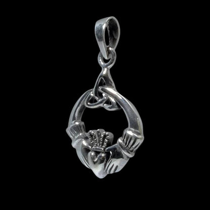 vkngjewelry Pendant Irish Claddagh Triquetra Trinity Knot Charm 925 Sterling silver Pendant