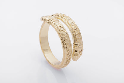 vkngjewelry Ring Handcrafted Jormungand Ornament Pagan Gold Ring