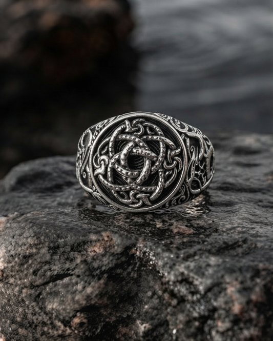 vkngjewelry Ring Handcrafted Jormungandr Symbol Urnes Style Sterling Silver Ring