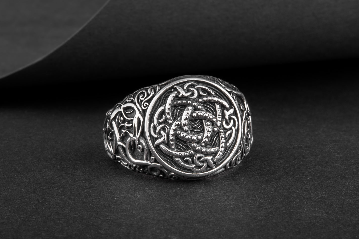 vkngjewelry Ring Handcrafted Jormungandr Symbol Urnes Style Sterling Silver Ring