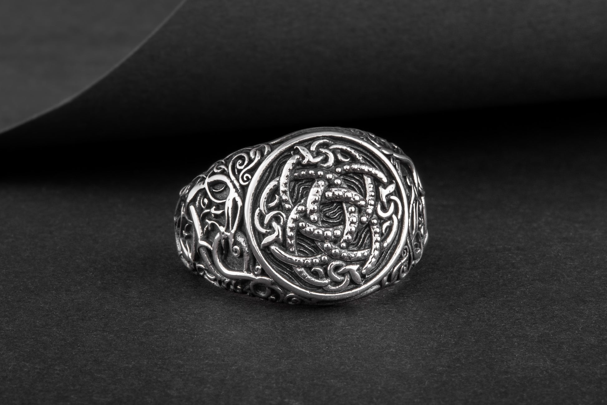vkngjewelry Ring Handcrafted Jormungandr Symbol Urnes Style Sterling Silver Ring