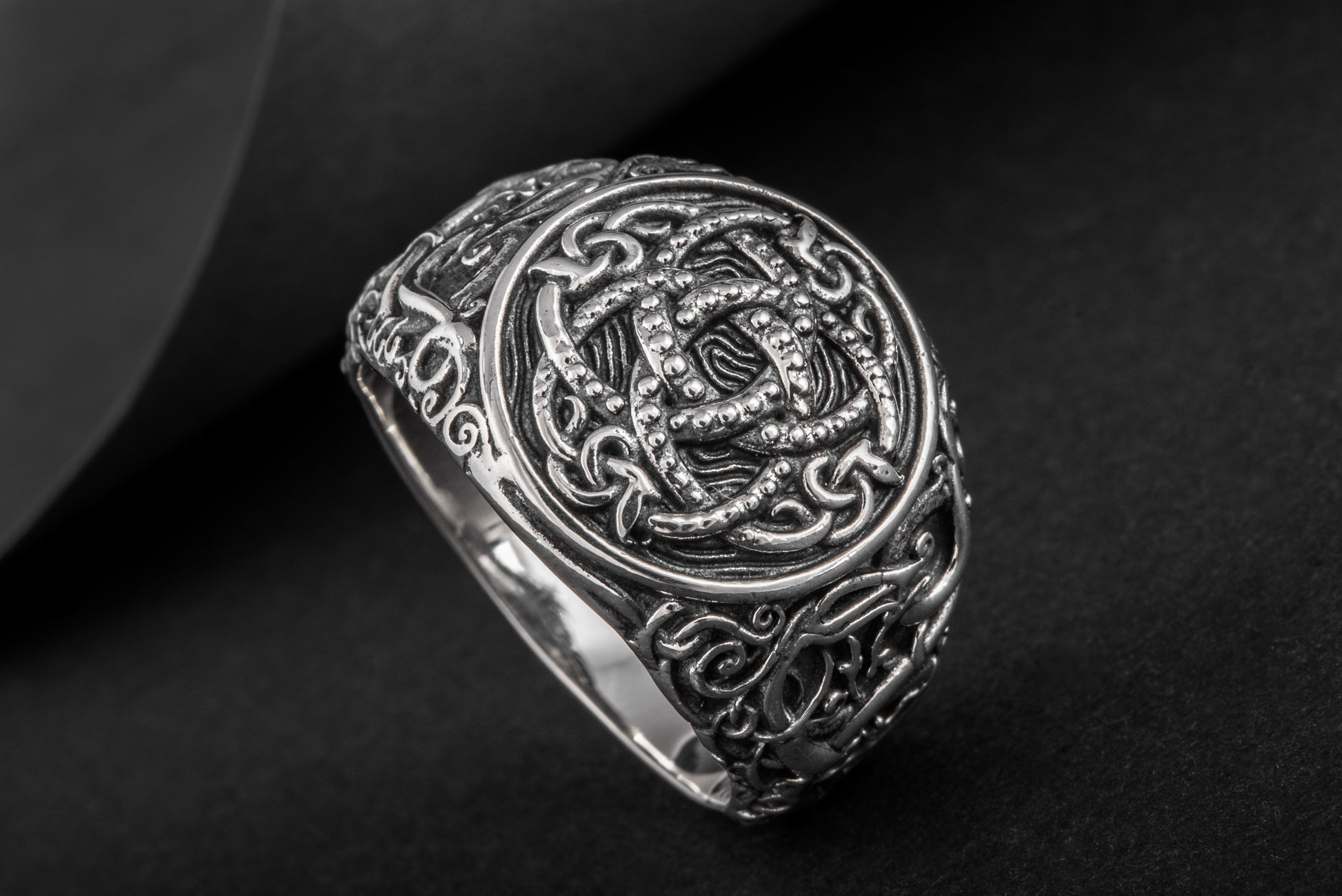vkngjewelry Ring Handcrafted Jormungandr Symbol Urnes Style Sterling Silver Ring