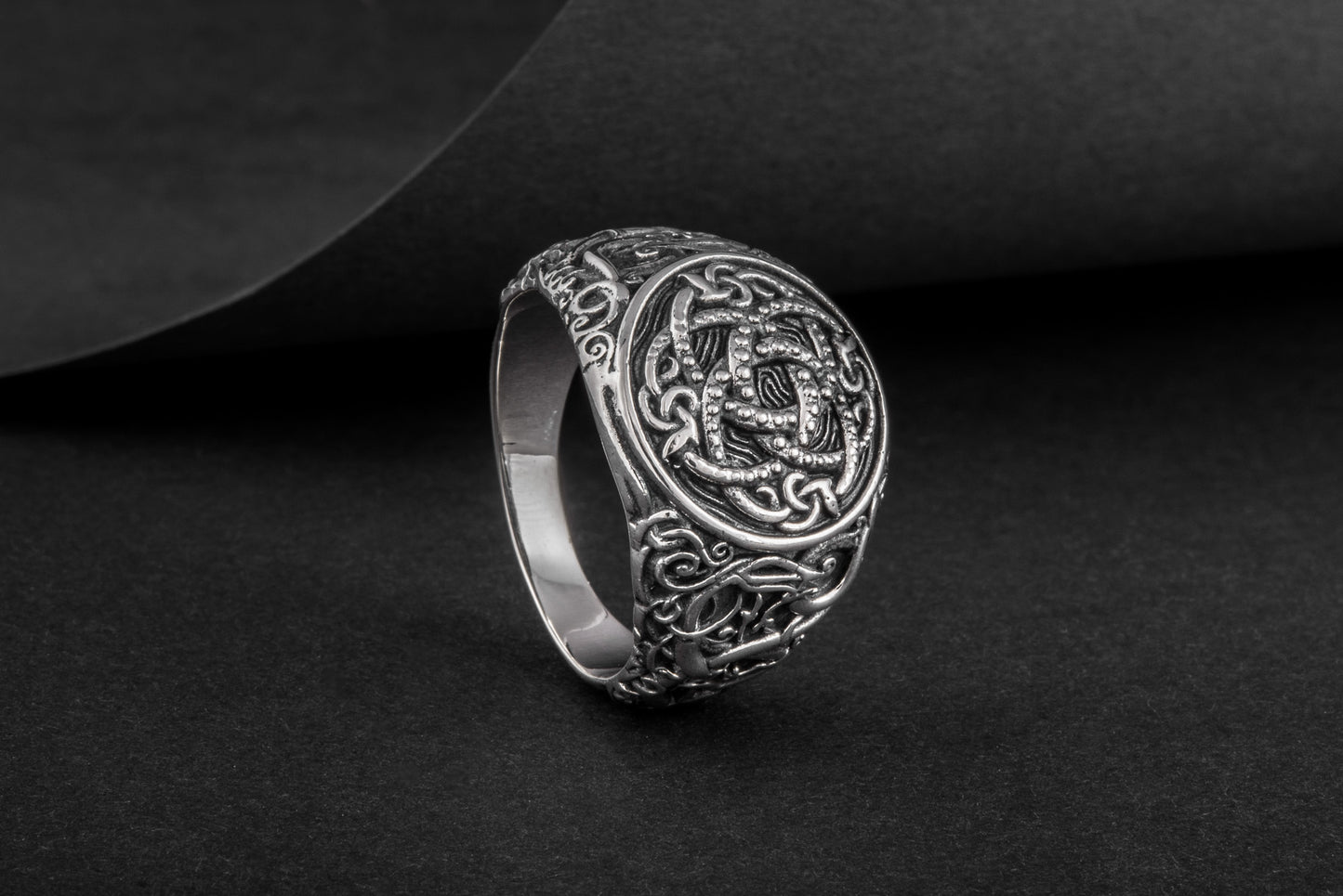 vkngjewelry Ring Handcrafted Jormungandr Symbol Urnes Style Sterling Silver Ring