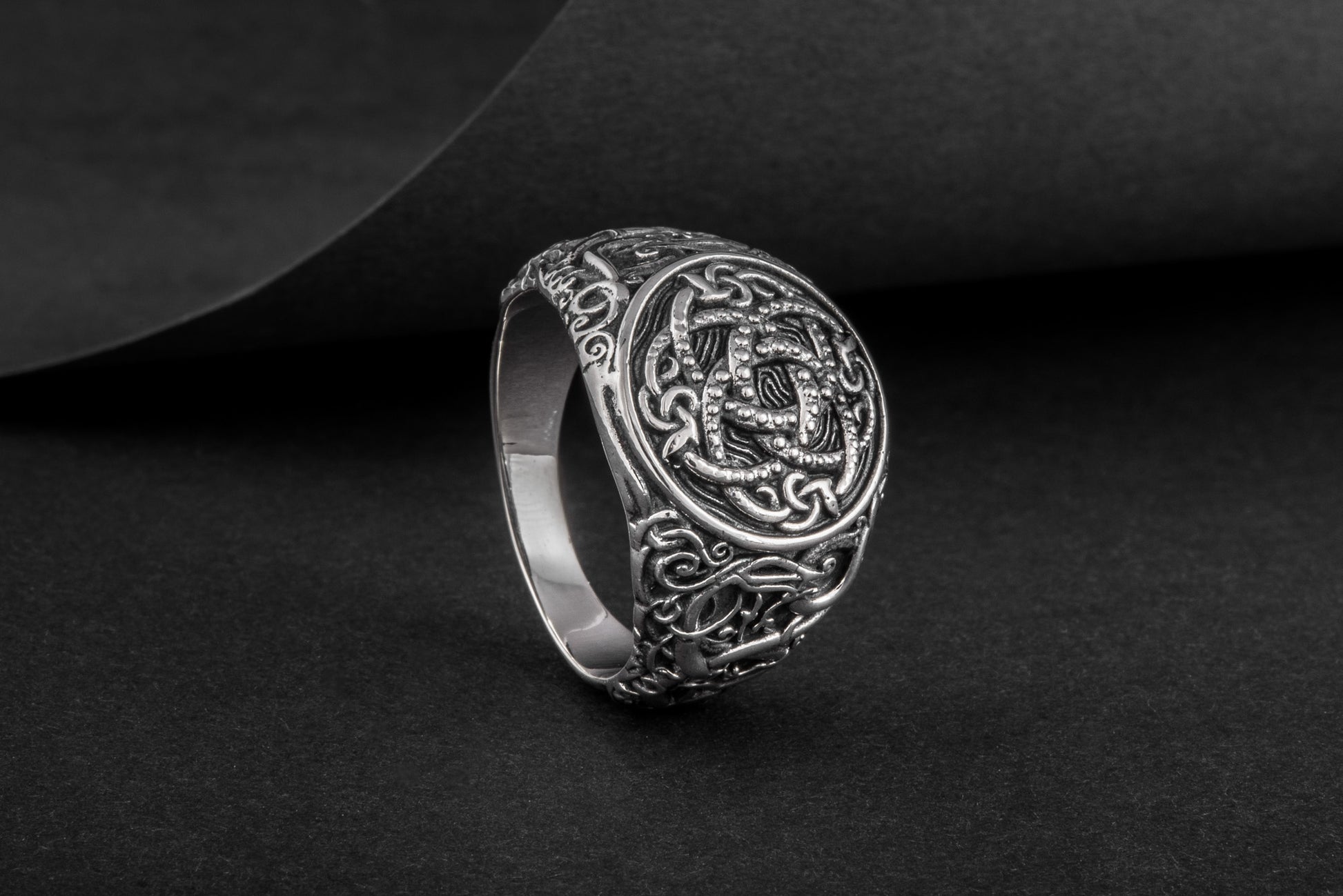 vkngjewelry Ring Handcrafted Jormungandr Symbol Urnes Style Sterling Silver Ring