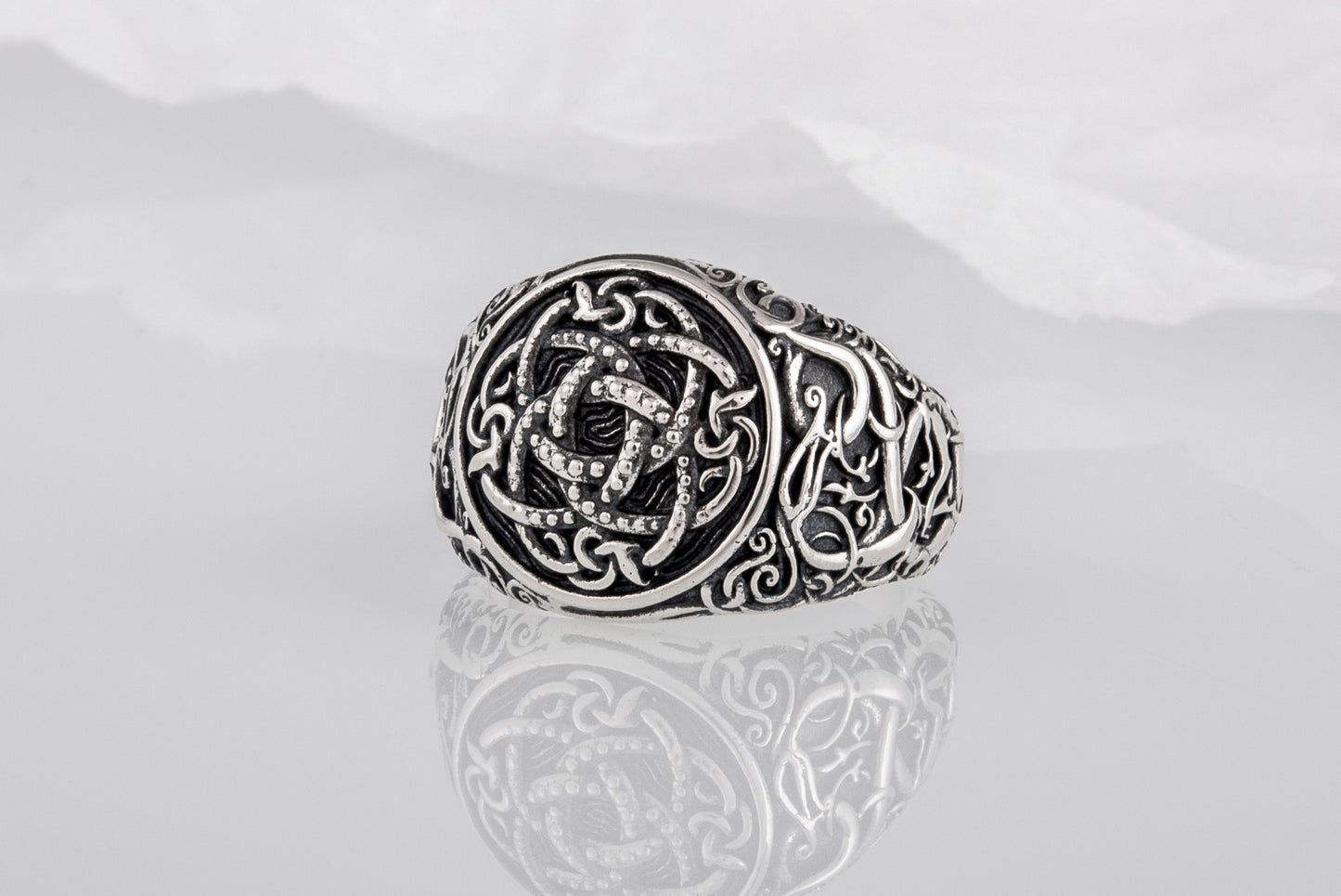 vkngjewelry Ring Handcrafted Jormungandr Symbol Urnes Style Sterling Silver Ring