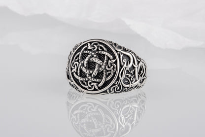 vkngjewelry Ring Handcrafted Jormungandr Symbol Urnes Style Sterling Silver Ring