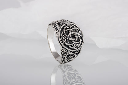 vkngjewelry Ring Handcrafted Jormungandr Symbol Urnes Style Sterling Silver Ring
