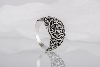 vkngjewelry Ring Handcrafted Jormungandr Symbol Urnes Style Sterling Silver Ring