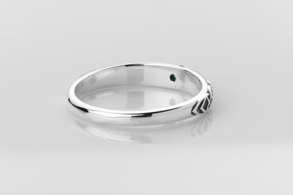 vkngjewelry Rings Lab Emerald Silver Celtic Ring, Green Stone Viking Wedding Band