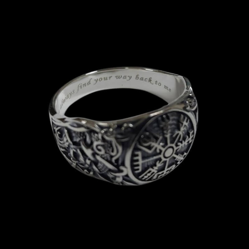 vkngjewelry Bagues Handcrafted Lagertha's Shield Sterling Silver Ring