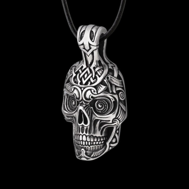 vkngjewelry Pendant Large Handmade Skull Pendant 925 Sterling Silver