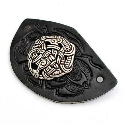 vkngjewelry couvert Leather Barrette With Mjölnir Mount - Clip