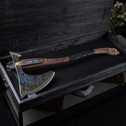 vkngjewelry hache Leviathan Kratos Axe With Carved Handle 35.8"