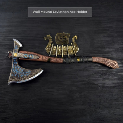 vkngjewelry hache Leviathan Kratos Axe With Carved Handle 35.8"