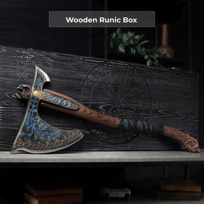 vkngjewelry hache Leviathan Kratos Axe With Carved Handle 35.8"