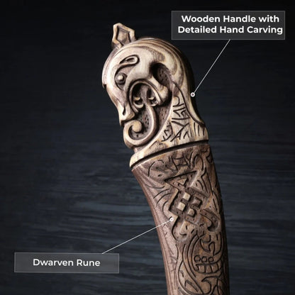 vkngjewelry hache Leviathan Kratos Axe With Carved Handle 35.8"