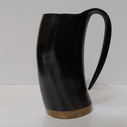 vkngjewelry home Line Carved / Wolf Carved Polished Horn Mug