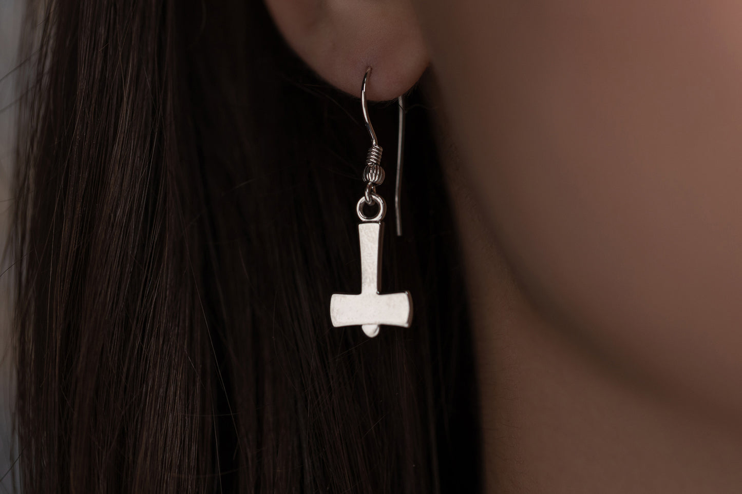 vkngjewelry Earrings Mjolnir Hammer Earrings, Thor’s Hammer Silver Amulet