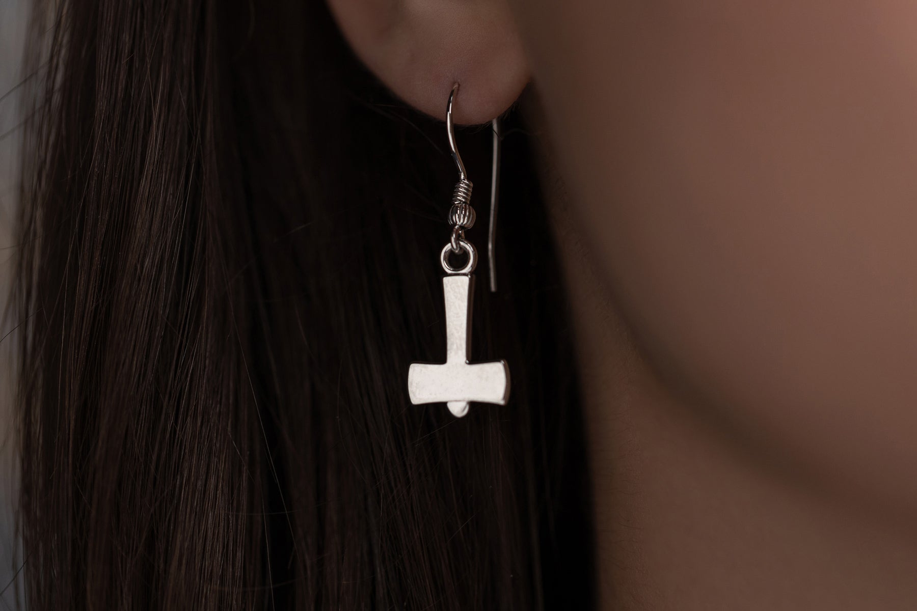vkngjewelry Earrings Mjolnir Hammer Earrings, Thor’s Hammer Silver Amulet