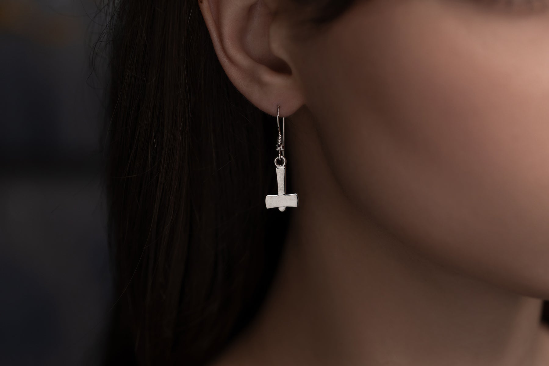 vkngjewelry Earrings Mjolnir Hammer Earrings, Thor’s Hammer Silver Amulet