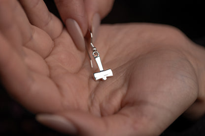 vkngjewelry Earrings Mjolnir Hammer Earrings, Thor’s Hammer Silver Amulet