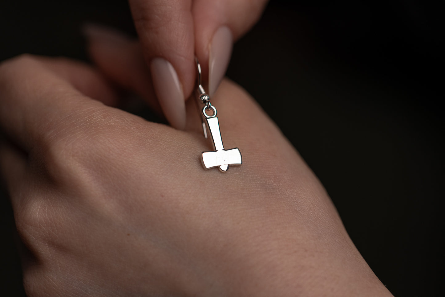 vkngjewelry Earrings Mjolnir Hammer Earrings, Thor’s Hammer Silver Amulet