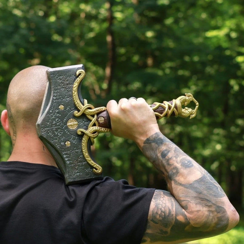 vkngjewelry marteau Hand-Forged  Mjolnir Hammer Steel Version 26.45lb Glow-In-The-Dark Runes