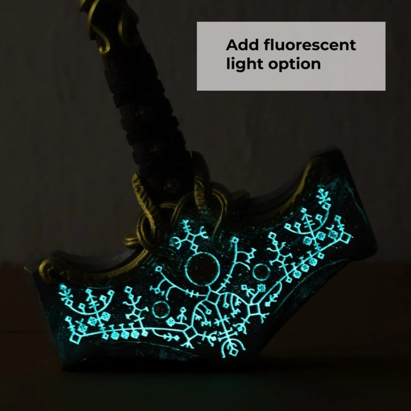 vkngjewelry marteau Hand-Forged  Mjolnir Hammer Steel Version 26.45lb Glow-In-The-Dark Runes