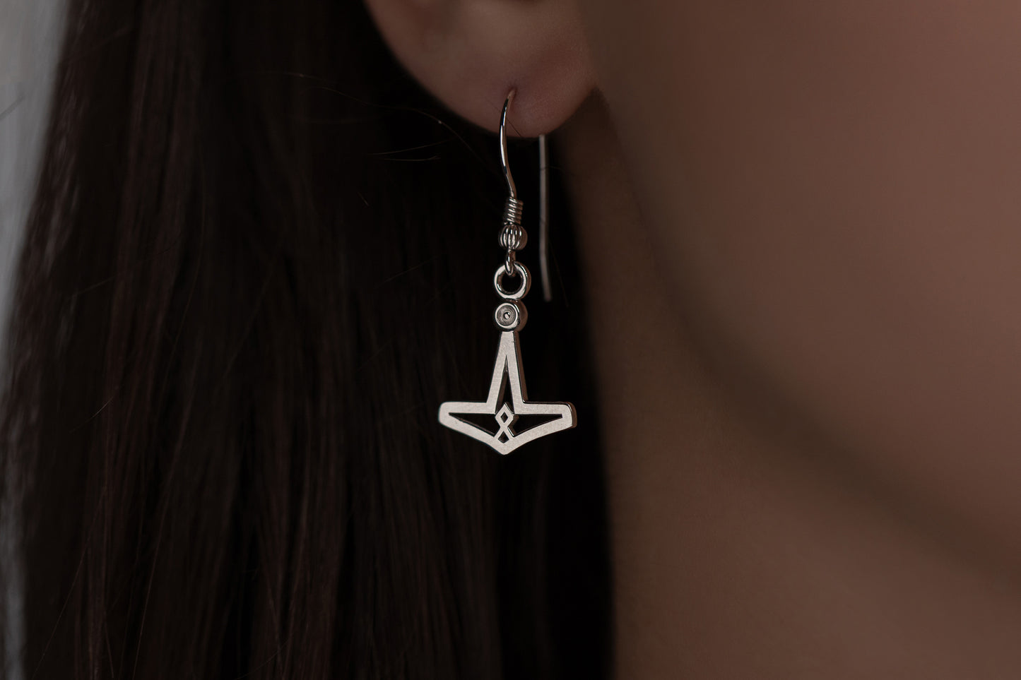 vkngjewelry Earrings Mjolnir Othala Rune Earrings, Silver Heritage Symbol