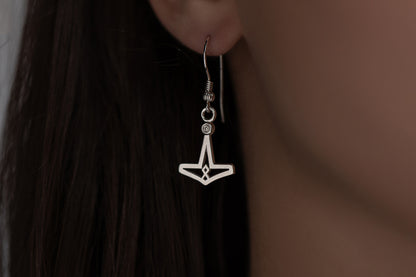 vkngjewelry Earrings Mjolnir Othala Rune Earrings, Silver Heritage Symbol