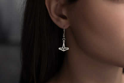 vkngjewelry Earrings Mjolnir Othala Rune Earrings, Silver Heritage Symbol