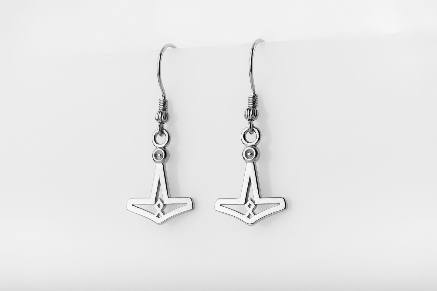 vkngjewelry Earrings Mjolnir Othala Rune Earrings, Silver Heritage Symbol