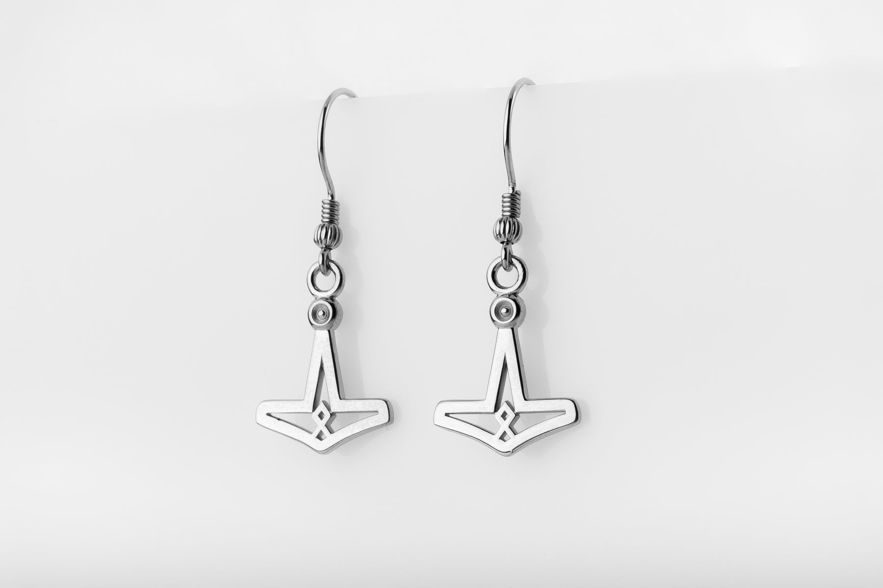 vkngjewelry Earrings Mjolnir Othala Rune Earrings, Silver Heritage Symbol