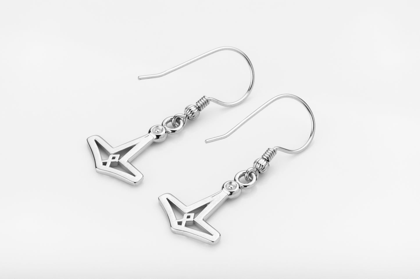 vkngjewelry Earrings Mjolnir Othala Rune Earrings, Silver Heritage Symbol