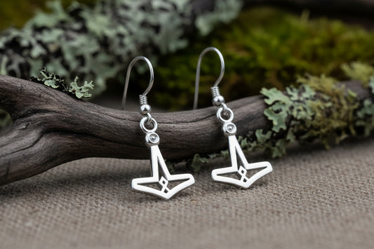 vkngjewelry Earrings Mjolnir Othala Rune Earrings, Silver Heritage Symbol