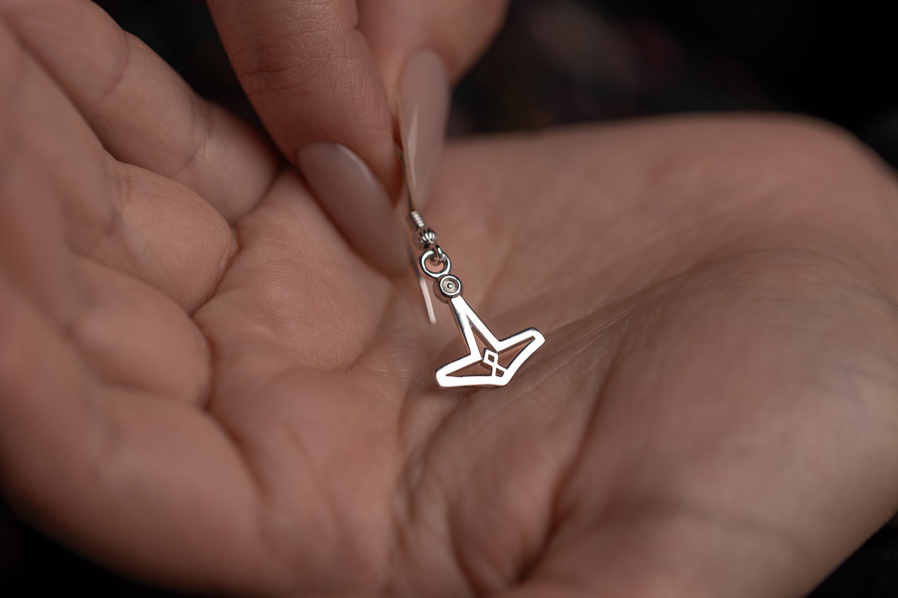 vkngjewelry Earrings Mjolnir Othala Rune Earrings, Silver Heritage Symbol