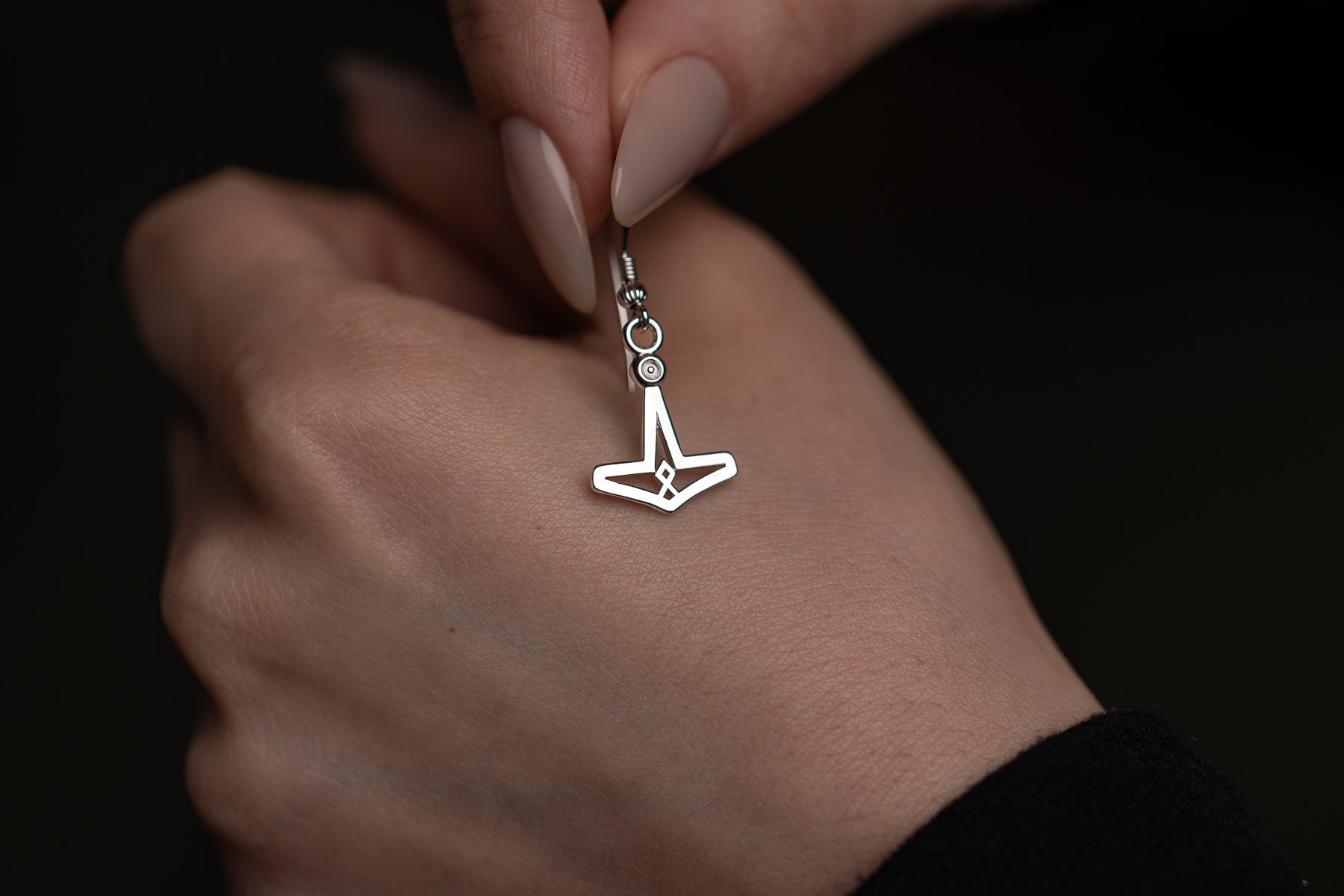 vkngjewelry Earrings Mjolnir Othala Rune Earrings, Silver Heritage Symbol