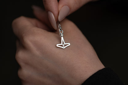 vkngjewelry Earrings Mjolnir Othala Rune Earrings, Silver Heritage Symbol