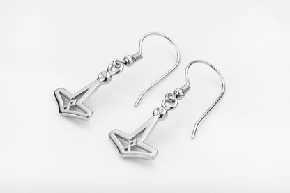 vkngjewelry Earrings Mjolnir Othala Rune Earrings, Silver Heritage Symbol