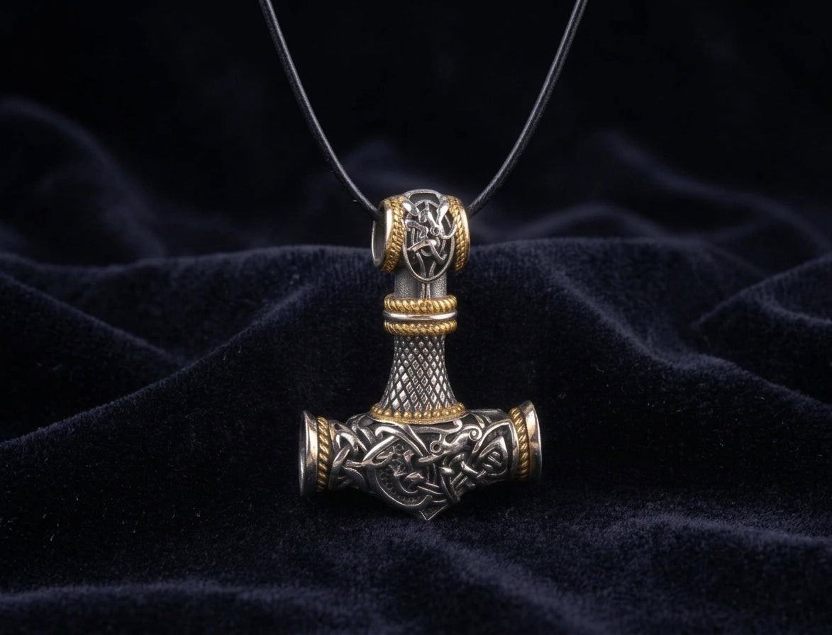 vkngjewelry Pendant Mjolnir Silvergold 316L Pendant