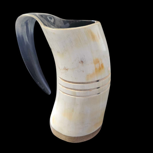 vkngjewelry home Handmade Natural Horn Mug (Line carved design)