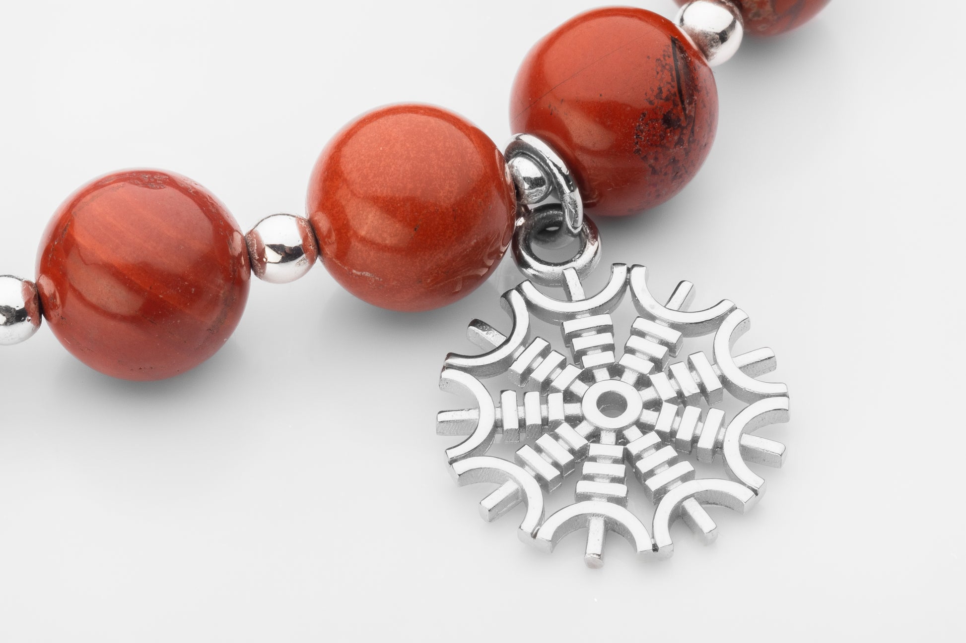 vkngjewelry Bracelet Natural Stone Bracelet with Red Jasper, Black Agate, Hematite & Helm of Awe Charm