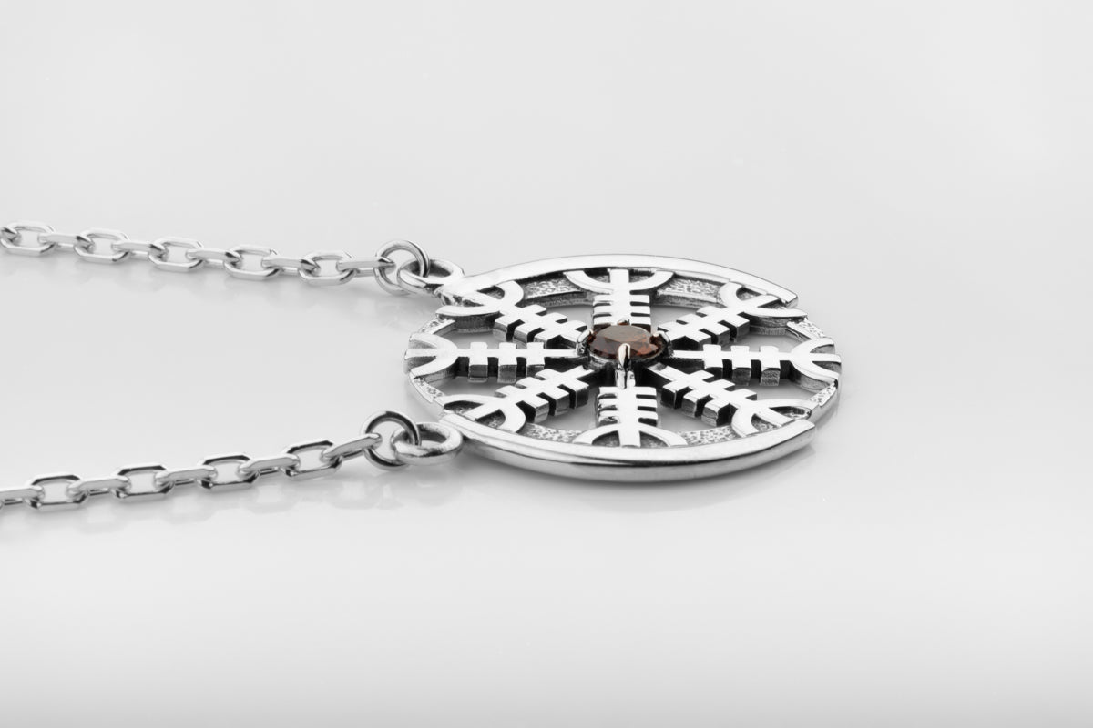 vkngjewelry Pendant Nordic Aegishjalmur Silver Helm of Awe Necklace