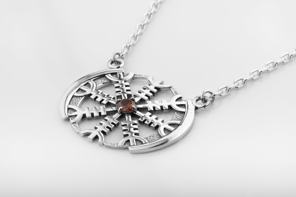 vkngjewelry Pendant Nordic Aegishjalmur Silver Helm of Awe Necklace