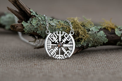 vkngjewelry Pendant Nordic Vegvísir Silver Compass Pendant Necklace