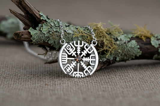 vkngjewelry Pendant Nordic Vegvísir Silver Compass Pendant Necklace