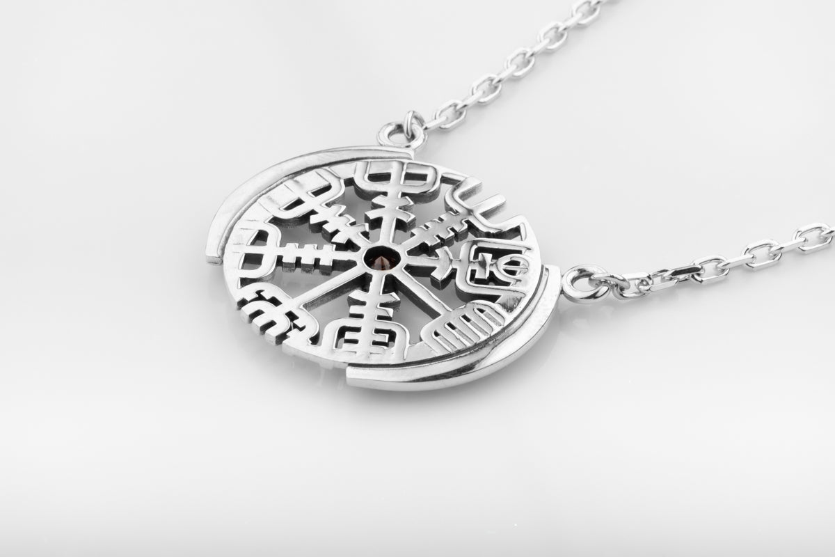 vkngjewelry Pendant Nordic Vegvísir Silver Compass Pendant Necklace