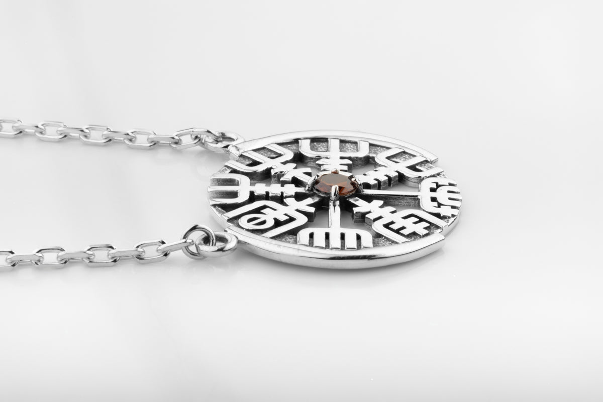vkngjewelry Pendant Nordic Vegvísir Silver Compass Pendant Necklace