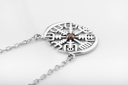 vkngjewelry Pendant Nordic Vegvísir Silver Compass Pendant Necklace
