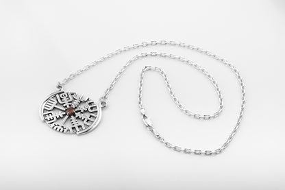 vkngjewelry Pendant Nordic Vegvísir Silver Compass Pendant Necklace